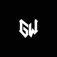gw logo monogram met schildvorm ontwerpsjabloon vector