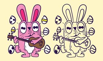 konijn tekening schattig dier illustratie voor boek kleur bladzijde vector
