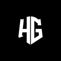 hg monogram brief logo lint met schild stijl geïsoleerd op zwarte achtergrond vector