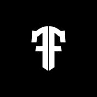 ff monogram brief logo lint met schild stijl geïsoleerd op zwarte achtergrond vector
