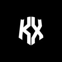 Kx monogram brief logo lint met schild stijl geïsoleerd op zwarte achtergrond vector