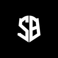 SB monogram brief logo lint met schild stijl geïsoleerd op zwarte achtergrond vector