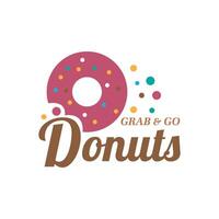 vector donut logo sjabloon. zoet smakelijk donut logotype backgrond glazuur toetje teken voor cafe restaurant kraam. grijp en Gaan concept