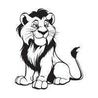 leeuw zwart tekenfilm vector illustratie geïsoleerd Aan wit achtergrond - door hm