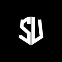 su monogram brief logo lint met schild stijl geïsoleerd op zwarte achtergrond vector