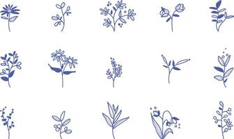 wild bloemen vector verzameling. kruiden, kruidachtig bloeiend planten, bloeiend bloemen, substruiken geïsoleerd Aan wit achtergrond. hand- getrokken gedetailleerd botanisch vector illustratie.