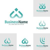 reeks van brief w logo ontwerp vector. creatief eerste w logo concepten sjabloon vector