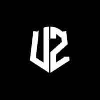 UZ monogram brief logo lint met schild stijl geïsoleerd op zwarte achtergrond vector