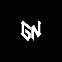 gn logo monogram met schildvorm ontwerpsjabloon vector