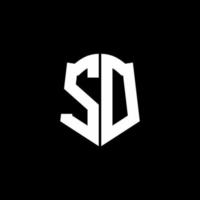 SD monogram brief logo lint met schild stijl geïsoleerd op zwarte achtergrond vector