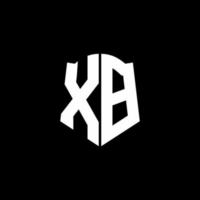 xb monogram brief logo lint met schild stijl geïsoleerd op zwarte achtergrond vector