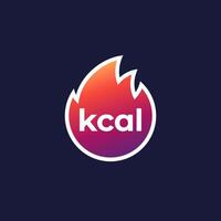 kcal icoon, kilocalorie of dik brandend vector ontwerp