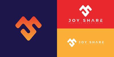 abstract eerste berg brief js of sj logo in helling oranje kleur geïsoleerd Aan meerdere achtergrond kleuren. de logo pakken digitaal campagne Diensten en bedrijf logo ontwerp inspiratie Sjablonen. vector