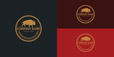 bizon stier buffel angus silhouet steak wijnoogst retro logo in luxe goud kleur geïsoleerd Aan meerdere achtergrond kleuren. de logo is geschikt voor steak huis restaurant bedrijf icoon logo ontwerp vector