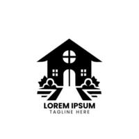 creatief huis slim logo detaillering met schoon achtergrond vector