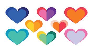 kleurrijk harten verzameling reeks geïsoleerd vlak liefde pro vector reeks Aan wit achtergrond.