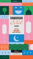 gelukkig eid mubarak sociaal media verhaal verhalen haspels illustratie. Ramadhan of Ramadan kareem Islamitisch ontwerp vector