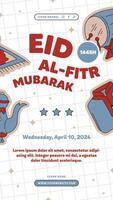 eid mubarak sociaal media verhaal haspels banier met Arabisch voorwerp en schoonschrift eid al-fitr vector