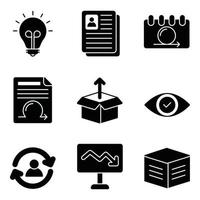 scrum ontwikkeling glyph iconen set vector