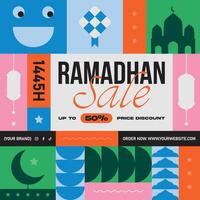 gelukkig eid mubarak sociaal media post illustratie. Ramadhan of Ramadan kareem Islamitisch plein ontwerp vector