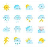 kawaii schattig weer emoticon bundel vector