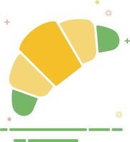 een croissant icoon met een geel en groen plak vector