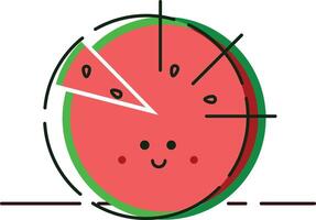 een plak van watermeloen met een smiley gezicht Aan het vector