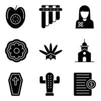 mexico glyph iconen set vector