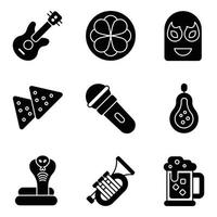 mexico glyph iconen set vector