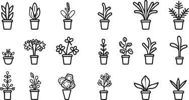 mooi planten met bladeren zwart silhouet vector