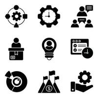 scrum ontwikkeling glyph iconen set vector