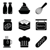 bakkerij glyph iconen set vector