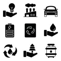 vervuiling glyph iconen set vector