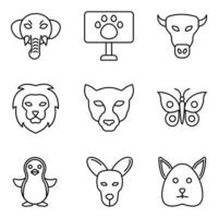 dieren lijn iconen set vector