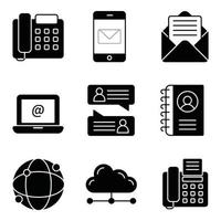 communicatie glyph iconen set vector