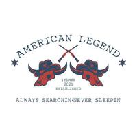 logo wijnoogst Amerikaans cowboy schedel hoofd vector illustratie met kleding ontwerp poster