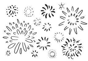 set doodle vuurwerk geïsoleerd op een witte achtergrond hand getrokken uit firework.design elementen. vectorillustratie. vector