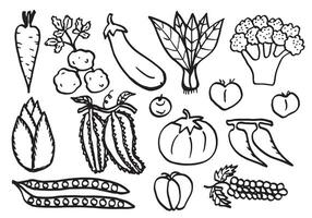 tekening groenten. vector schetsen illustratie van gezond voedsel.