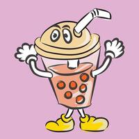 boba bubbel thee mascotte vector