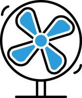 een ventilator icoon met blauw en wit kleuren vector