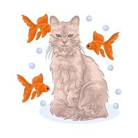 illustratie van zittend kat vector