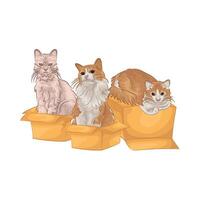 illustratie van drie katten vector