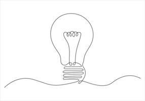 doorlopend een lijn tekening van licht lamp uit lijn vector kunst illustratie