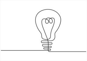 doorlopend een lijn tekening van licht lamp uit lijn vector kunst illustratie