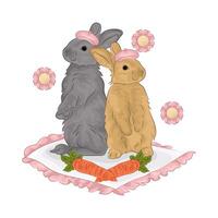 illustratie van twee konijnen vector