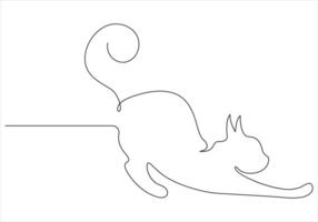 doorlopend een lijn tekening van kat uit lijn vector kunst illustratie