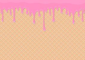 roze druipend vloeistof en ijs room ijshoorntje patroon vector