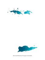vector geïsoleerd illustratie icoon met vereenvoudigd blauw silhouet van Verenigde staten maagd eilanden, Amerikaans kaart. veelhoekige meetkundig stijl, driehoekig vormen. wit achtergrond.