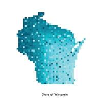 vector geïsoleerd meetkundig illustratie met ijzig blauw Oppervlakte van Verenigde Staten van Amerika, staat van Wisconsin kaart. pixel kunst stijl voor nft sjabloon. gemakkelijk kleurrijk logo met helling structuur