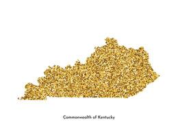 vector geïsoleerd illustratie met vereenvoudigd kaart van Gemenebest van Kentucky, Verenigde Staten van Amerika. glimmend goud schitteren textuur. decoratie sjabloon